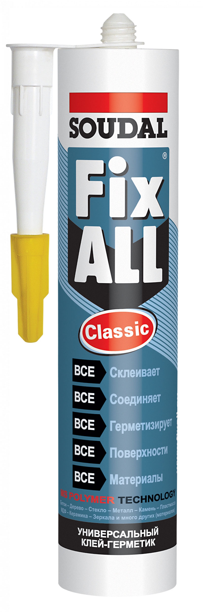 Универсальный клей-герметик Fix All черный, 290 мл, SOUDAL | ТОКС